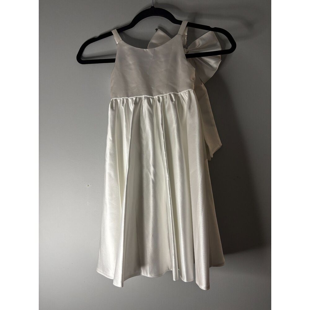 Flower Girl white satin empire waist dress - 2T